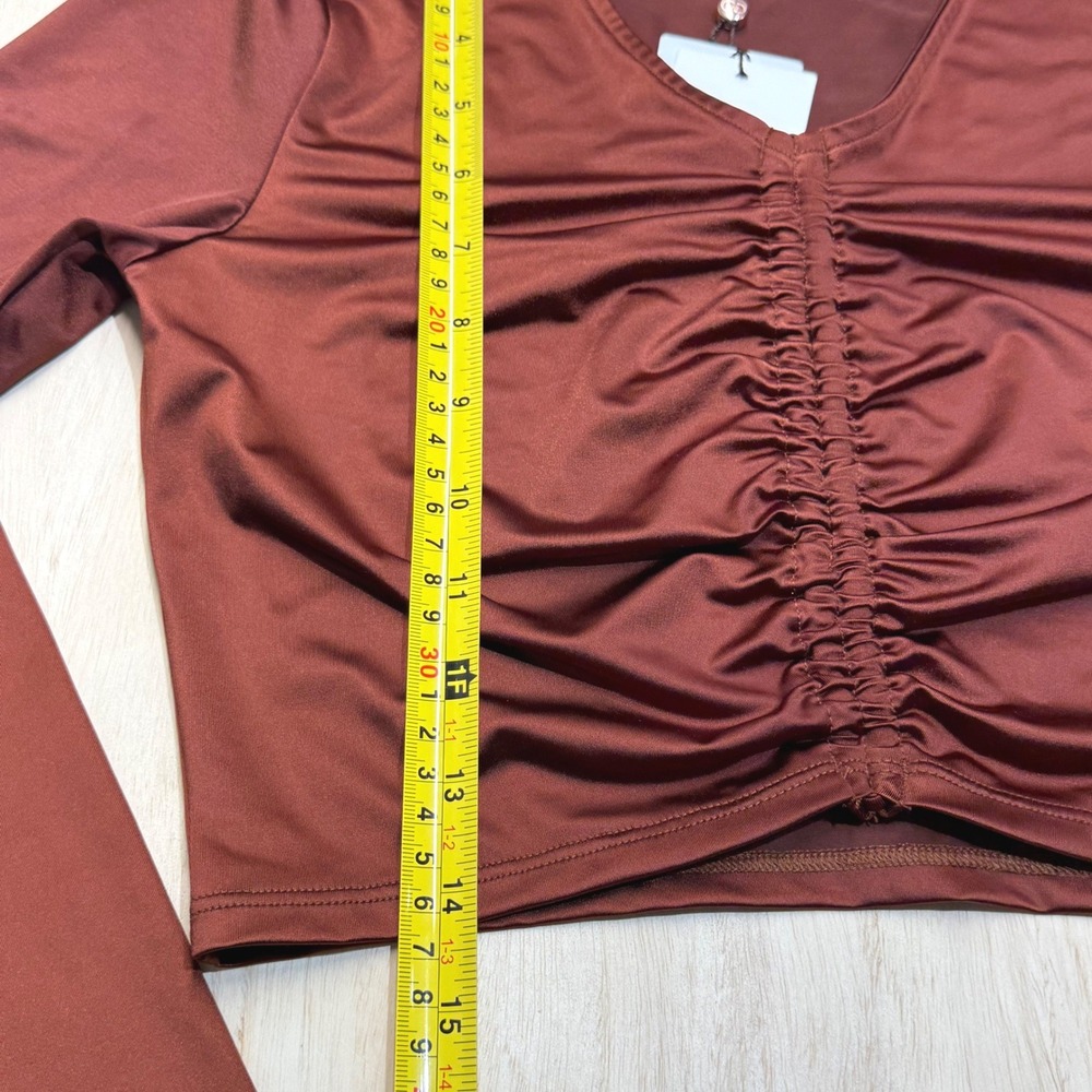 NWT Calia by Carrie Underwood Womens LS Ruched Rash Guard Red Brown UPF 50+ XS - Picture 9 of 10
